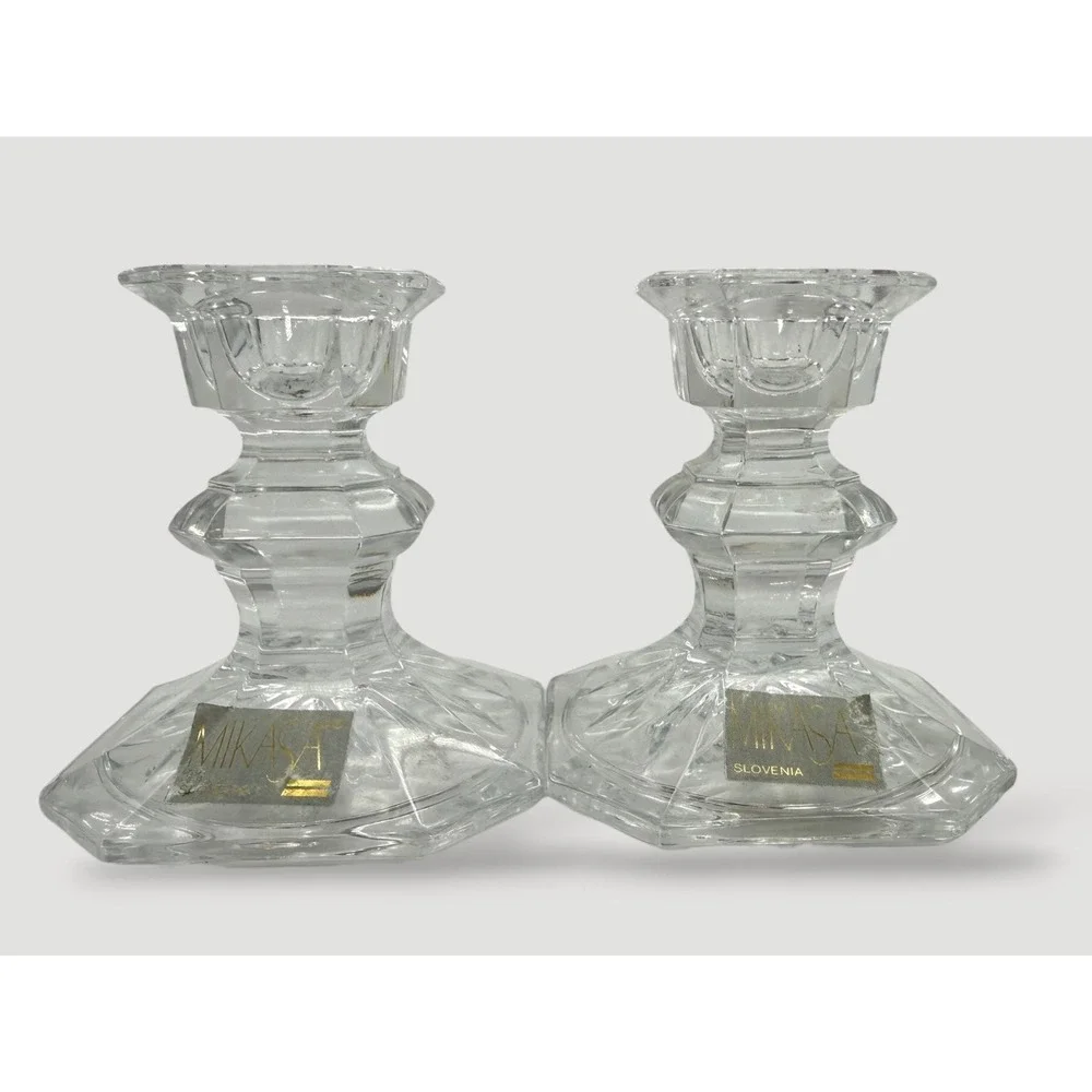 Set of 2 Vintage Mikasa Edinburgh Crystal Candlestick Holders Made in Slovenia